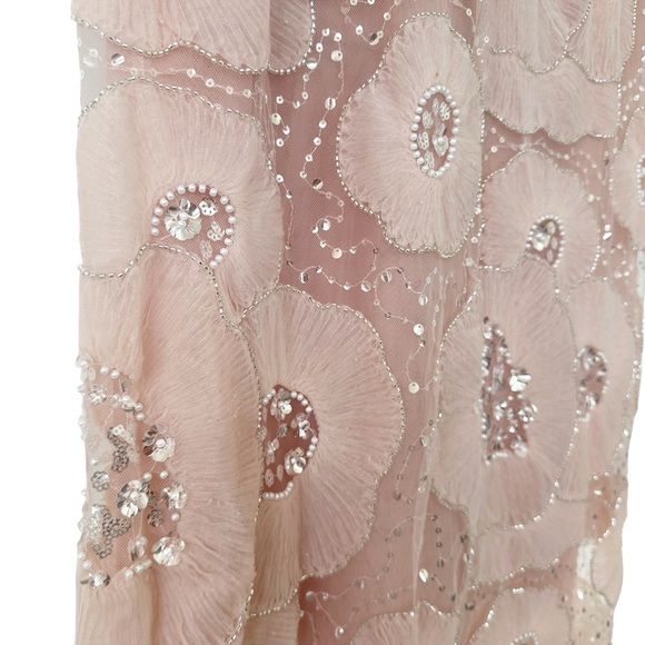 Helsi Margot Pink Pearl Beaded Strapless Floral Formal Gown Size M - Picture 7 of 13